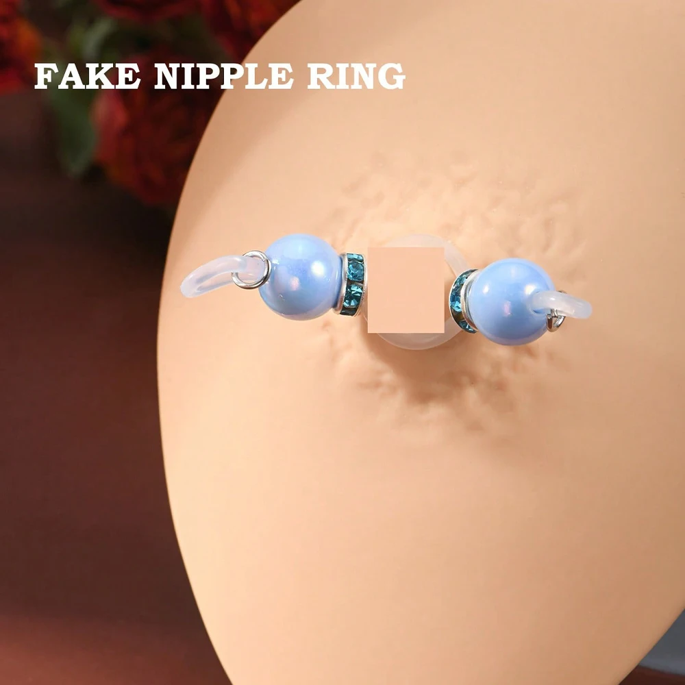 1 زوج حلقات الحلمة وهمية ، قابل للتعديل تناسب ارتداء اليومي الحلمة الأنف ، 8 مللي متر حبات الحلوى ، ثقب الحلمة فو غير ثقب الحدائد فو