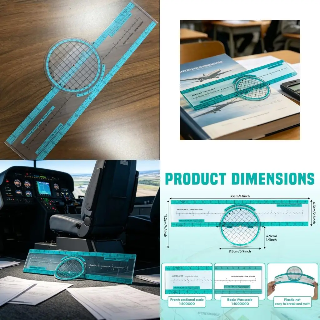 Ergonomic Aviation Navigation Ruler Featuring Rotating Vector Wheel For Precise Measurements Plastic Aviation Plotter high
