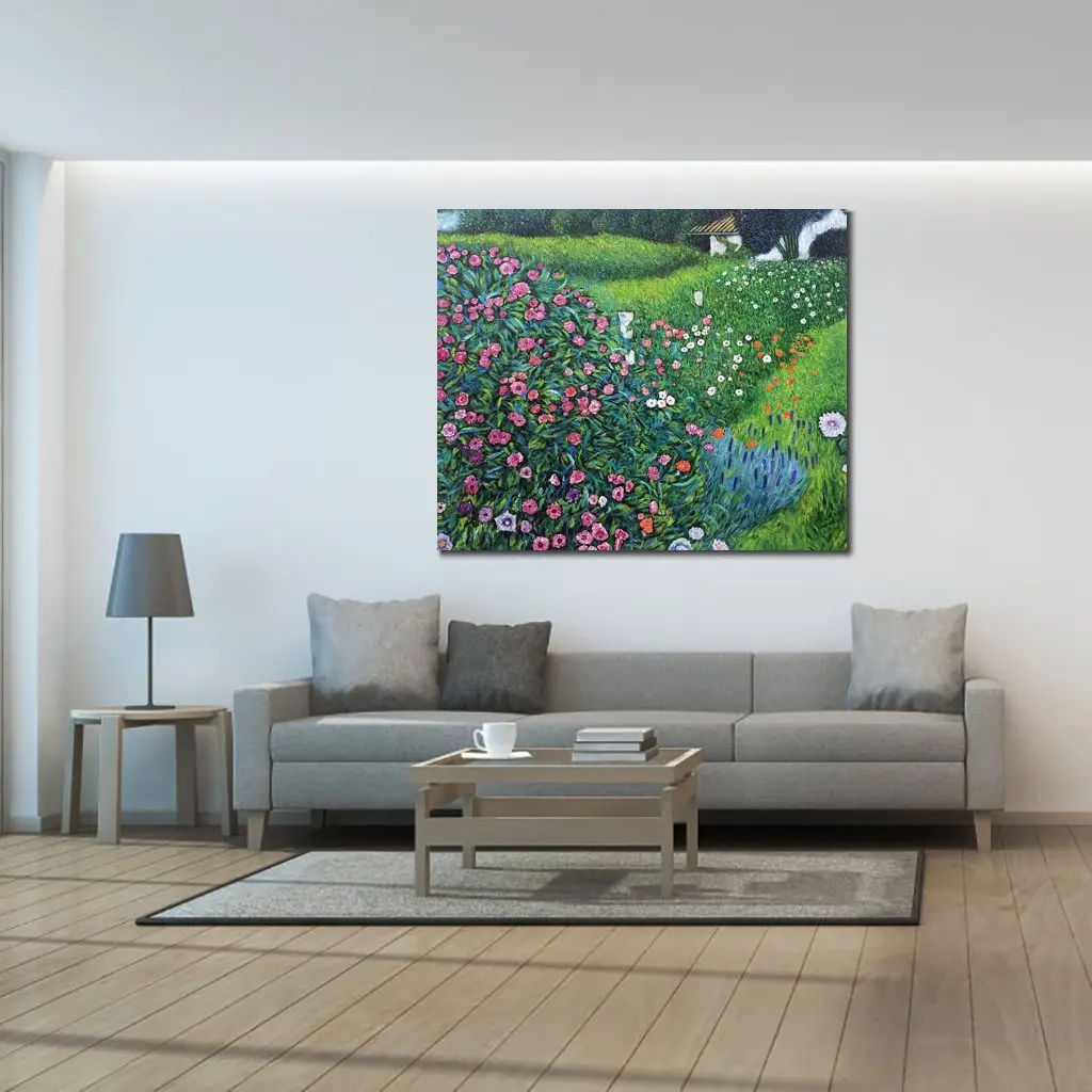 Landscape Canvas Art Handmade Gustav Klimt Painting Italian Horticulture Modern Artwork Living Room Bathroom Decor High Quality