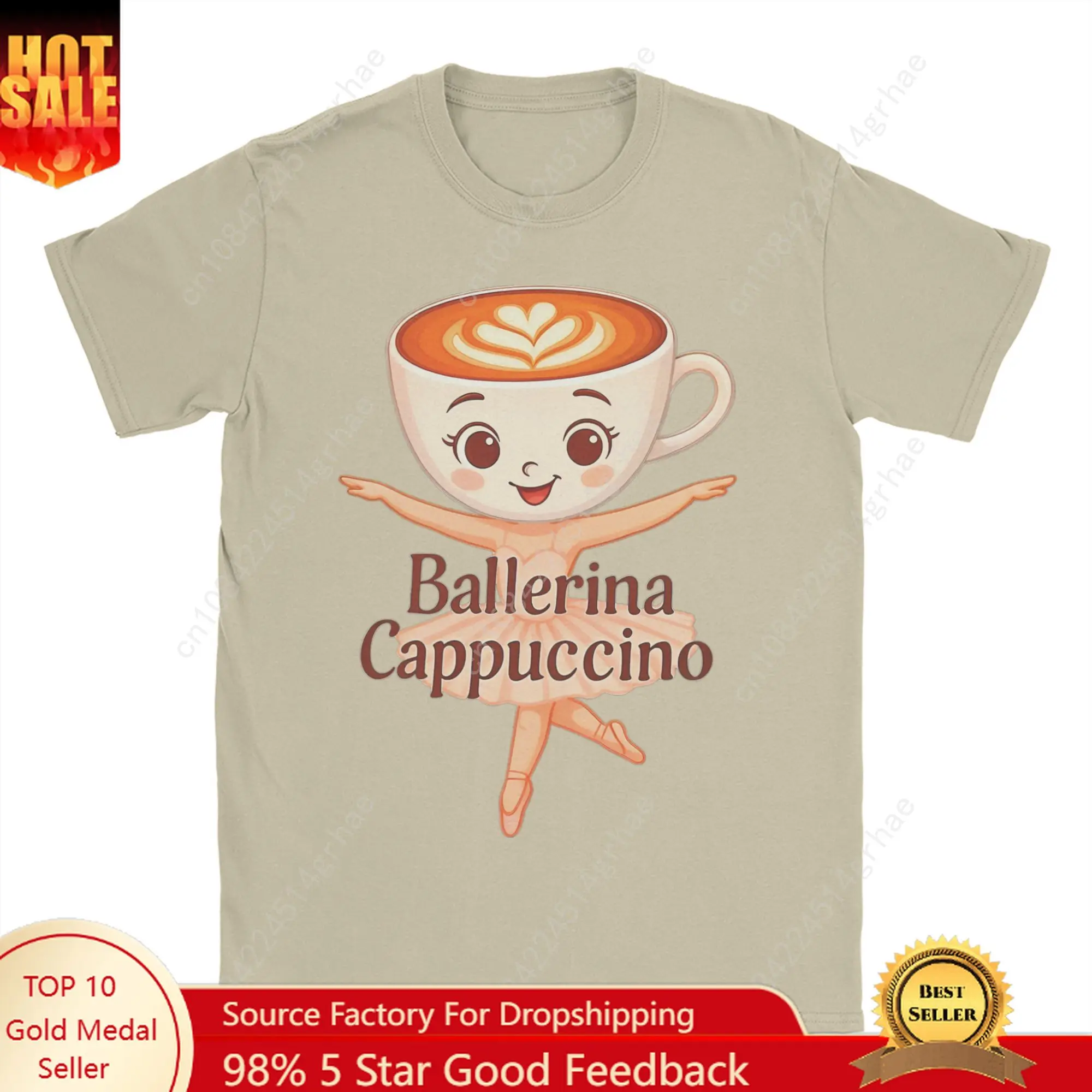 

Ballerina Cappuccina T Shirts for Men Cotton Hipster T-Shirts Crewneck Italian Brainrot Meme Tees Short Sleeve Tops Plus Size