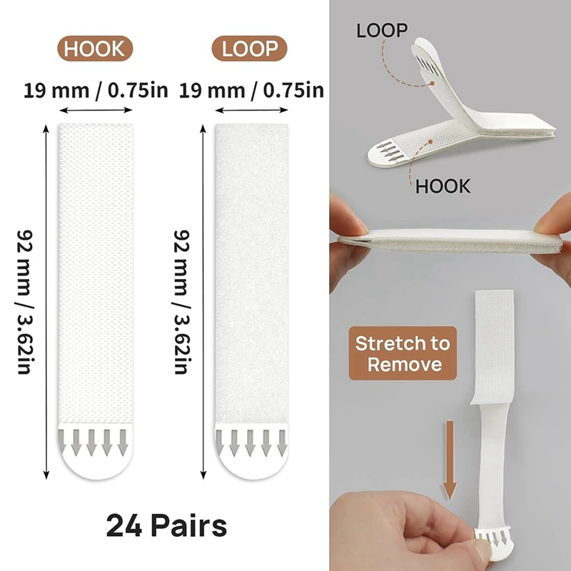 Strisce appese per immagini Heavy Duty,24 paia (48 strisce) appendini per foto appiccicosi per pareti, immagini appese senza chiodi durevoli