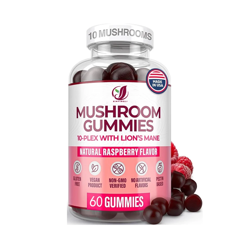 

Mushroom composite gummies - containing lion mane, shiitake mushrooms, lingzhi mushrooms, immune support, 60 gummies