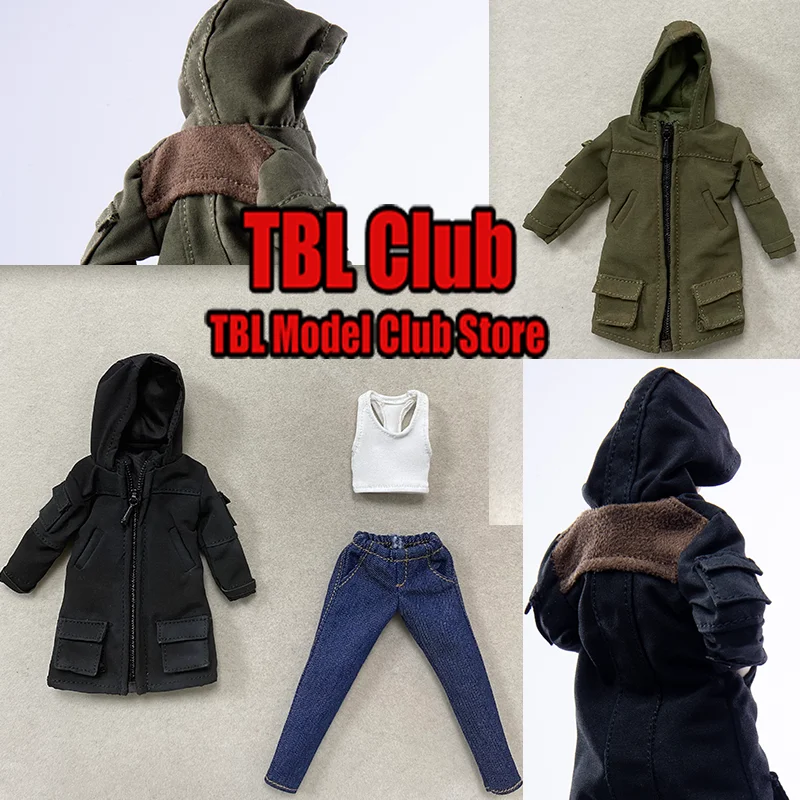 1/12 Scale ‌Hooded Parka Coat Slim-fit Cropped Denim Jeans Female Clothes For Promecore Romankey 6-inch Action Figure Soldier