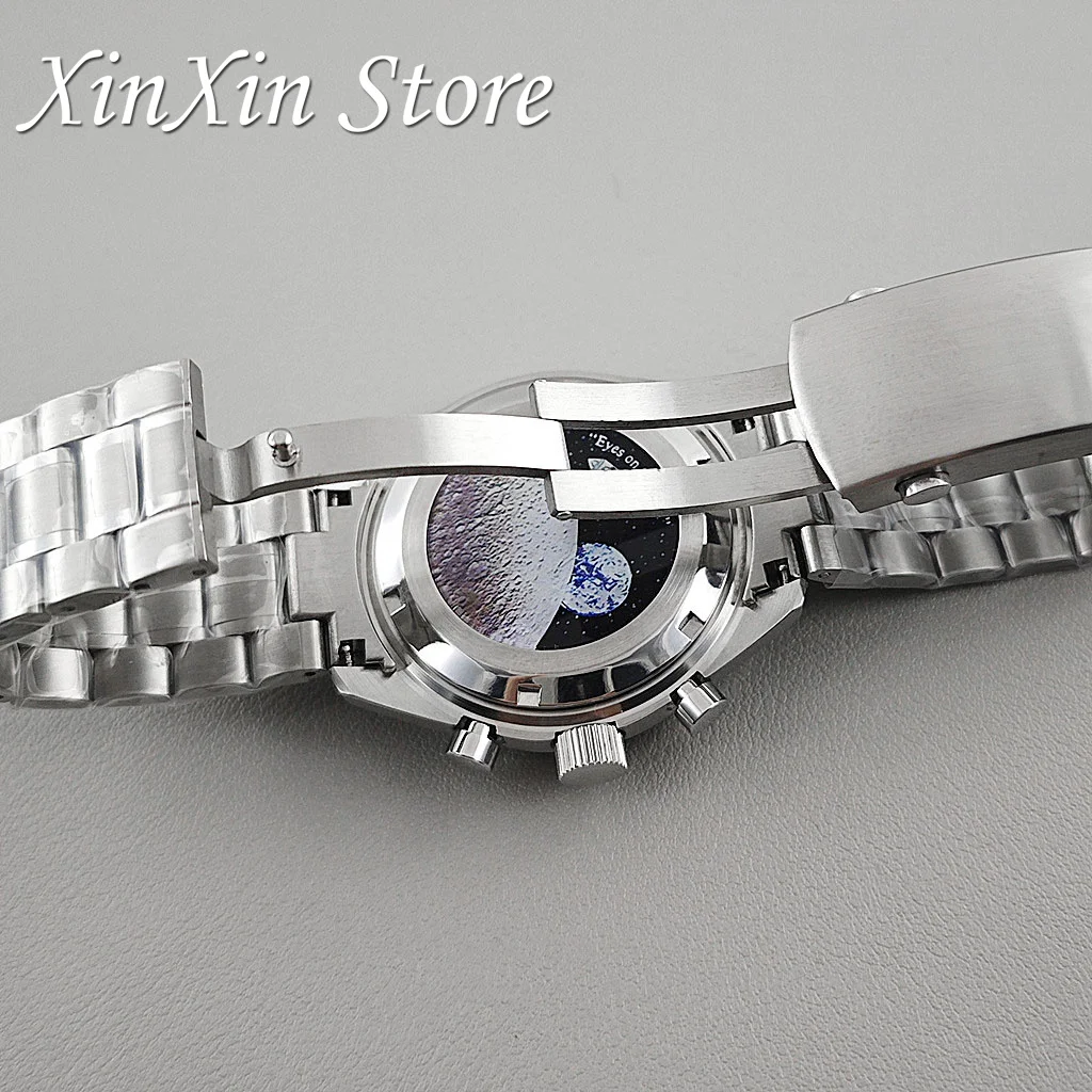 الأزرق الحافة VK63 39.7 مللي متر ساعة رجالي حافظة القمر نمط الظهر كرونوغراف ل VK63A VK63 VK64 حركة الكوارتز يناسب 20 مللي متر حزام