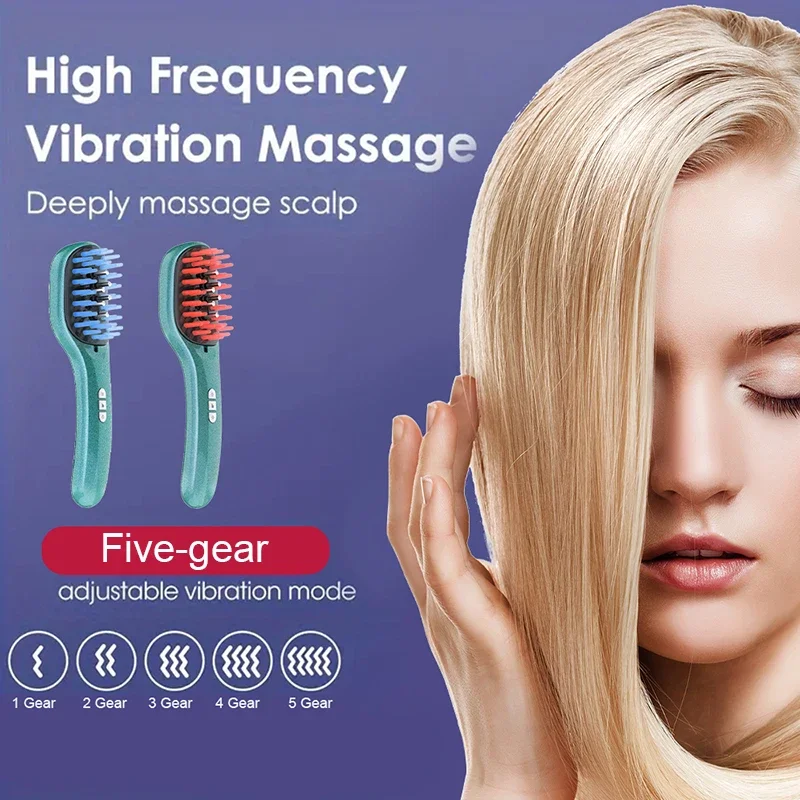 Electric Liquid Massage Comb Red Blue LED Vibration Massage Essential Oil Liquid Guiding Massager Hair Care Scalp Applicator