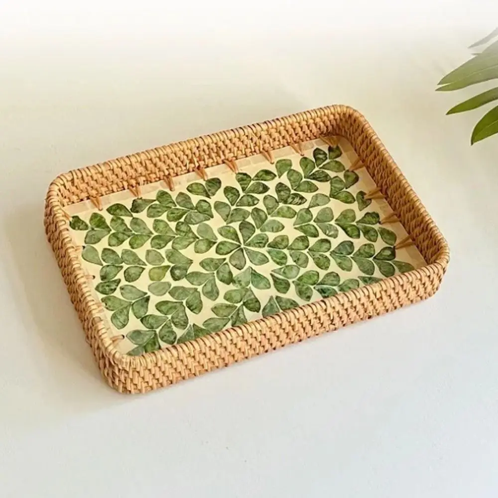 Hand Woven Splicing Shell Rattan Basket Rattan Weaving Household Rattan Shell Tray Handmade Decorative Weaving Fruit Basket