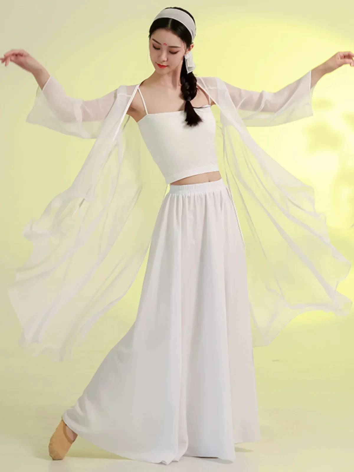 Sukienka do tańca klasycznego damska pełna wdzięku sukienka do ćwiczeń sukienka z gazy zielony wąż biały wąż chiński starożytny kostium nowy Hanfu