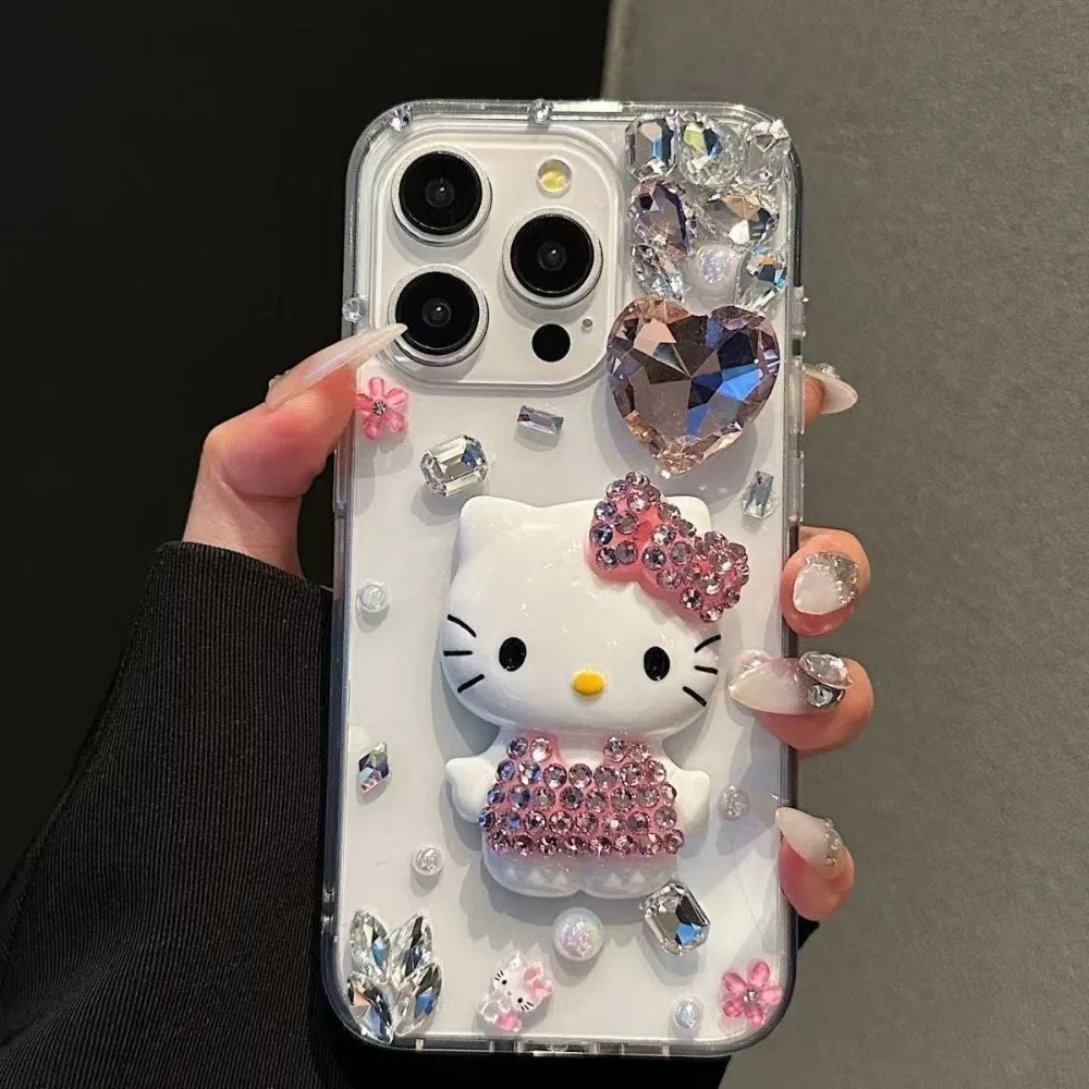 Sanrio Hello Kitty Schutzhülle für Samsung S24 Ultra S25 Plus S21 FE S23 Plus S20 S22 Ultra S26 Herzförmige Strass-Abdeckung – Detail 1