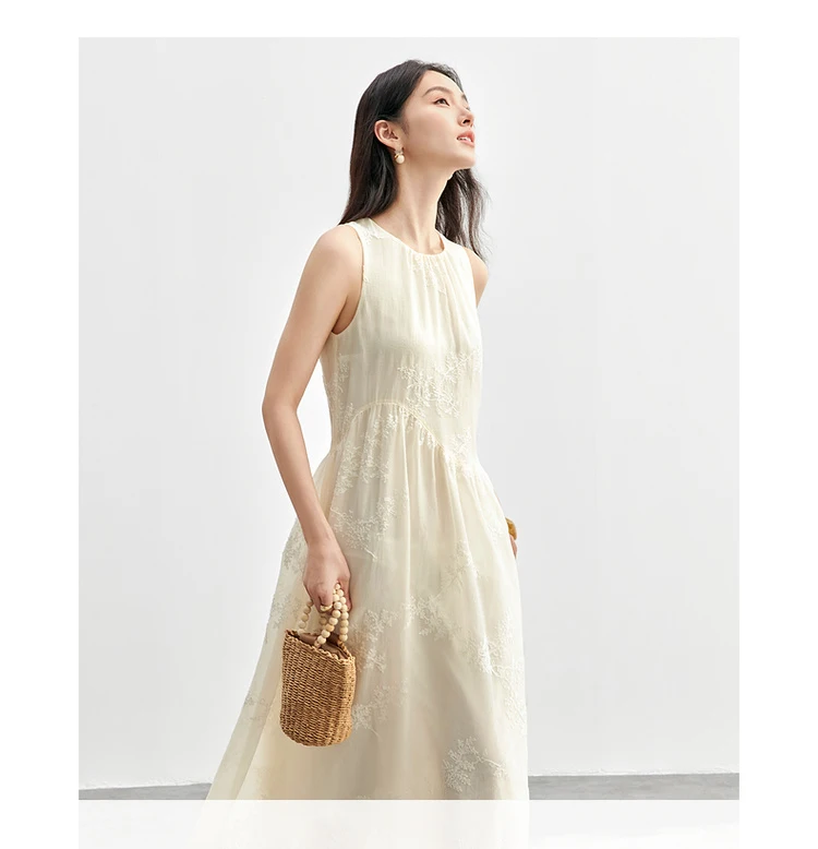 SENTUBILA Damen Sommerkleid 2026 Elegantes Damen-Sommerkleid mit Stickerei Ärmellos Urlaubskleid Langes Kleid für Frauen 151L58207 – Detail 13