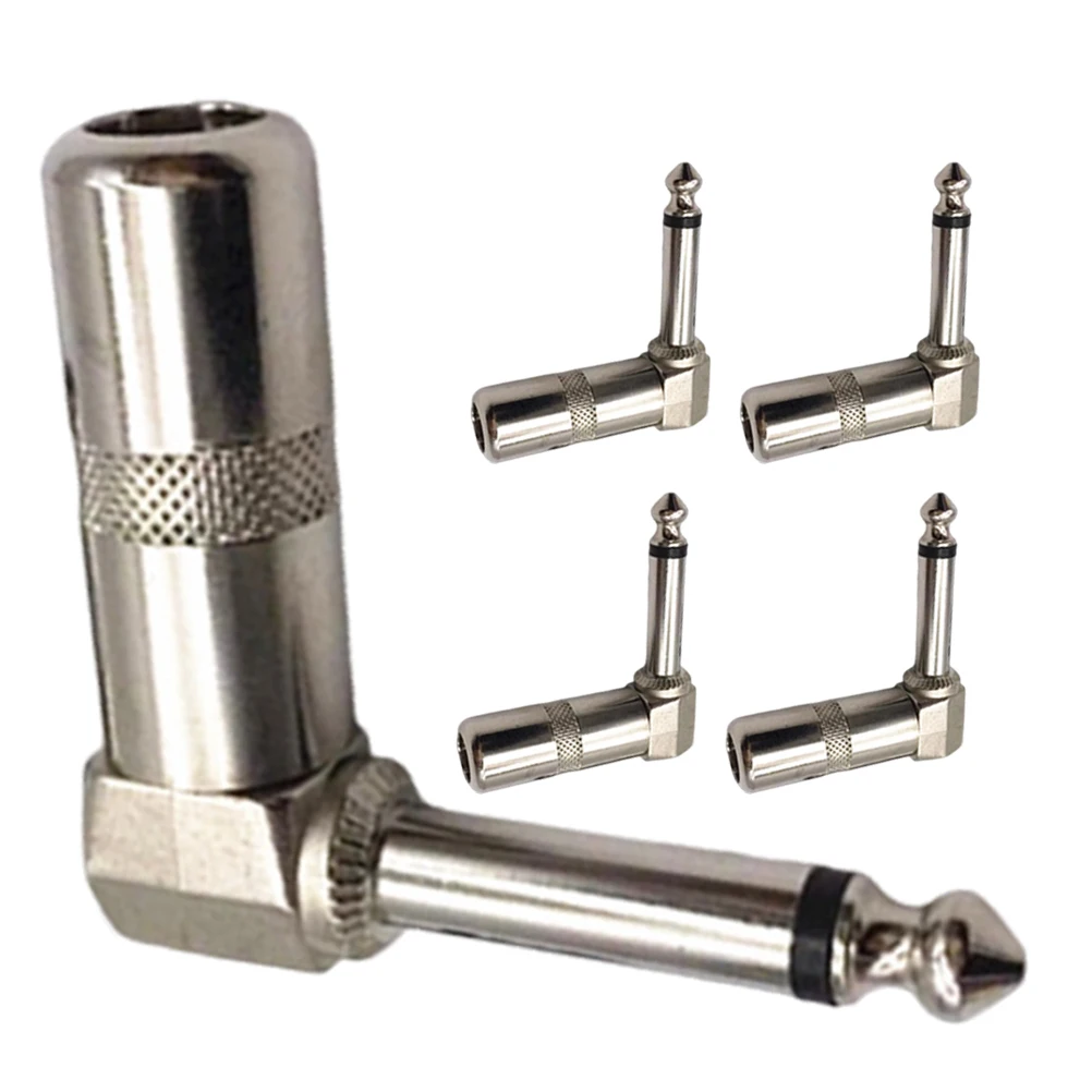 

5pcs 635mm Audio Connector Mono Guitar Jack Right Angle Plugs Cable Adapters 90Degree Socket Square for Electric Guitar