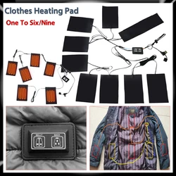 6/9 In 1 Double Switch Clothes Heating Pad 5V USB Charge Electric Heated Vest 3 Temp Adjustable Warm Jacket Film Heating Sheet