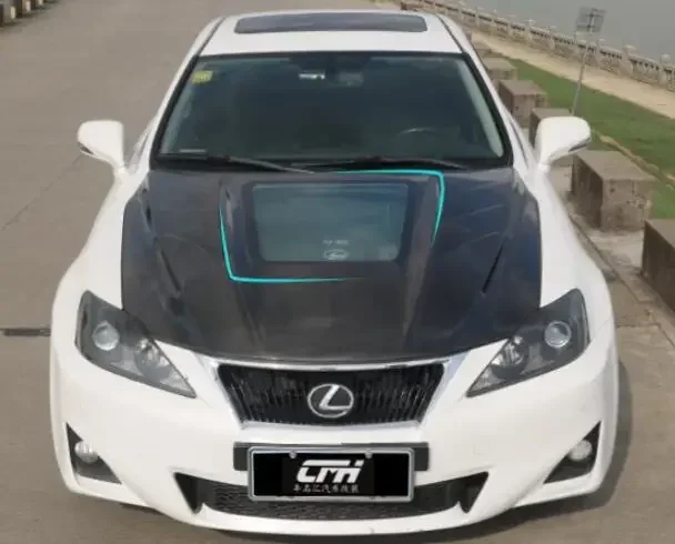 

New！ Real Carbon Fiber Transparent Bonnet For Lexus IS250 IS300 IS300C IS3540 2006-2012 Front Engine Hood Vent Cover