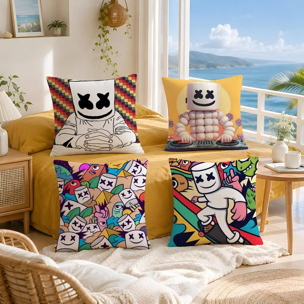 Singer DJ Marshmello Cushion Cover Throw Pillow Short Plush Fresh Natural Cushion for Living Room Sofa Ornament Present Gift