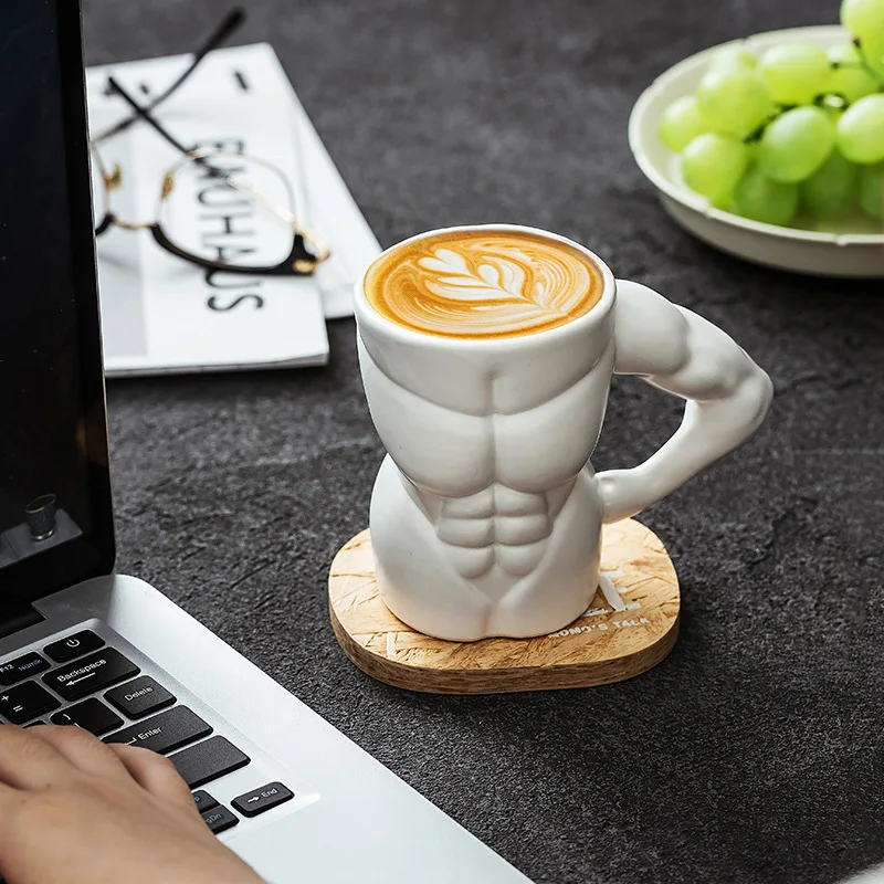 Ceramic Muscle Mug Creative Matte Home Breakfast Milk Coffee Cup Fun Gift Juice Cup 3D Muscle Men's Water Cups Birthday Gift