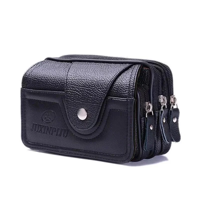 Universal Leather Mobile Phone Pouch for iPhone 12 Mini Waterproof Horizontal Bag Multifunctional Wear belt Waist Shoulder Bags