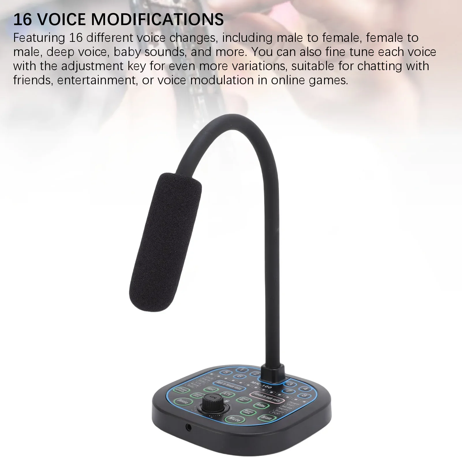 

Портативный ручной микрофон с заменой голоса с 16 звуковыми эффектами для смартфона, компьютера, ноутбука, записи игр и музыки
