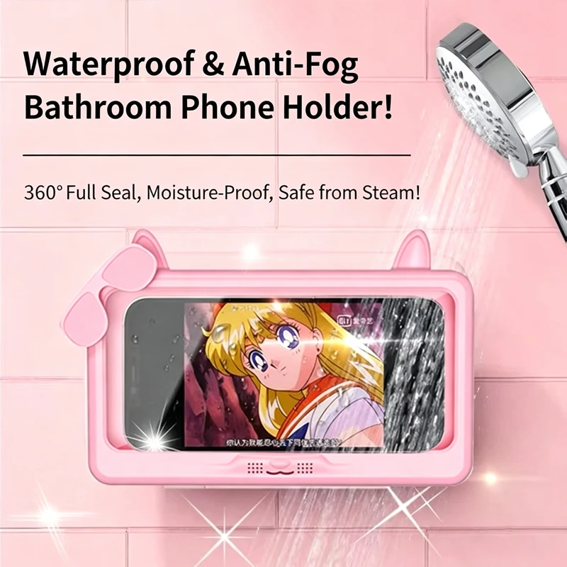 Waterproof Shower Phone Holder Rotation Angle Adjustable Telescoping Wall Mount Phone Holder for Bathroom Kitchen Watching Video