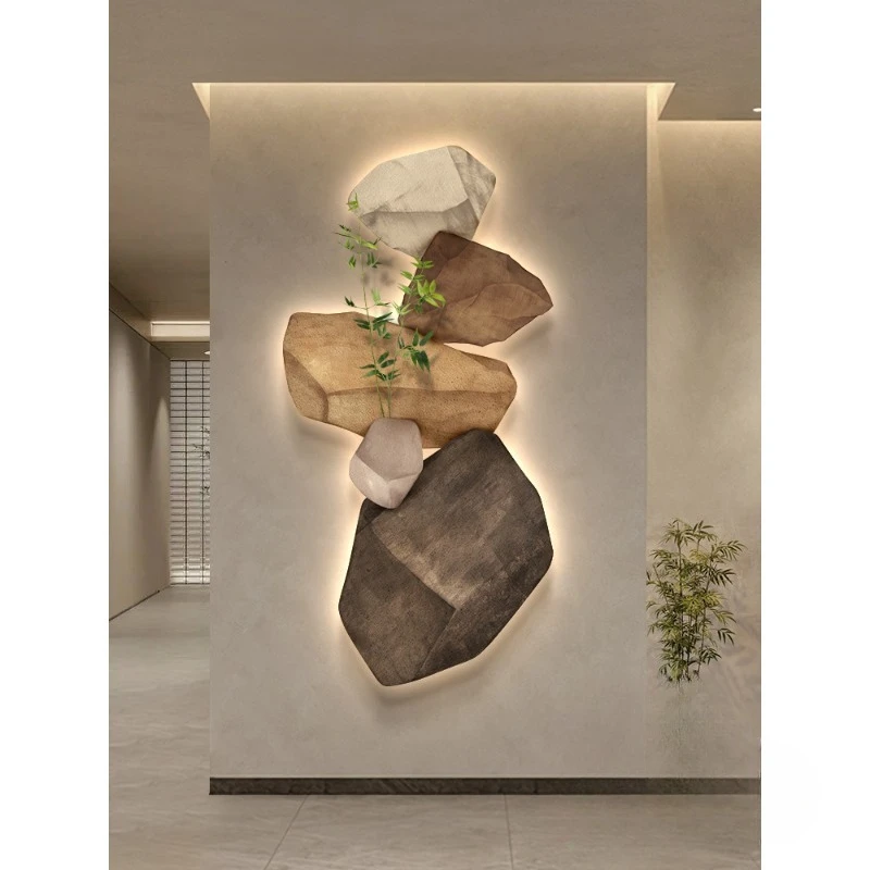 

Entrance decorative painting wabi-sabi wind aisle end of the corridor hanging painting high-end abstract home mural lamp