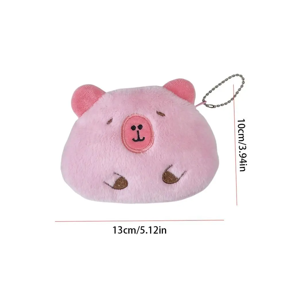 Cute Cartoon Capybara Coin Purse Soft Toys Plush Doll Keychain Plush Stuffed Small Wallet Guinea Pig Bag Pendant Car Key Pendant