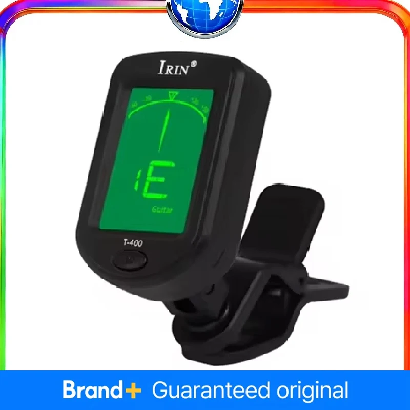 IRIN T-400 afinador de guitarra Digital Clip-On tono Universal giratorio de 360 grados para bajo violín guitarra eléctrica ukelele