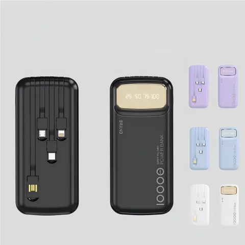 Powerbank 20000mAh z czterema kablami, cyfrowym wyświetlaczem, szybkim ładowaniem 10W 3A