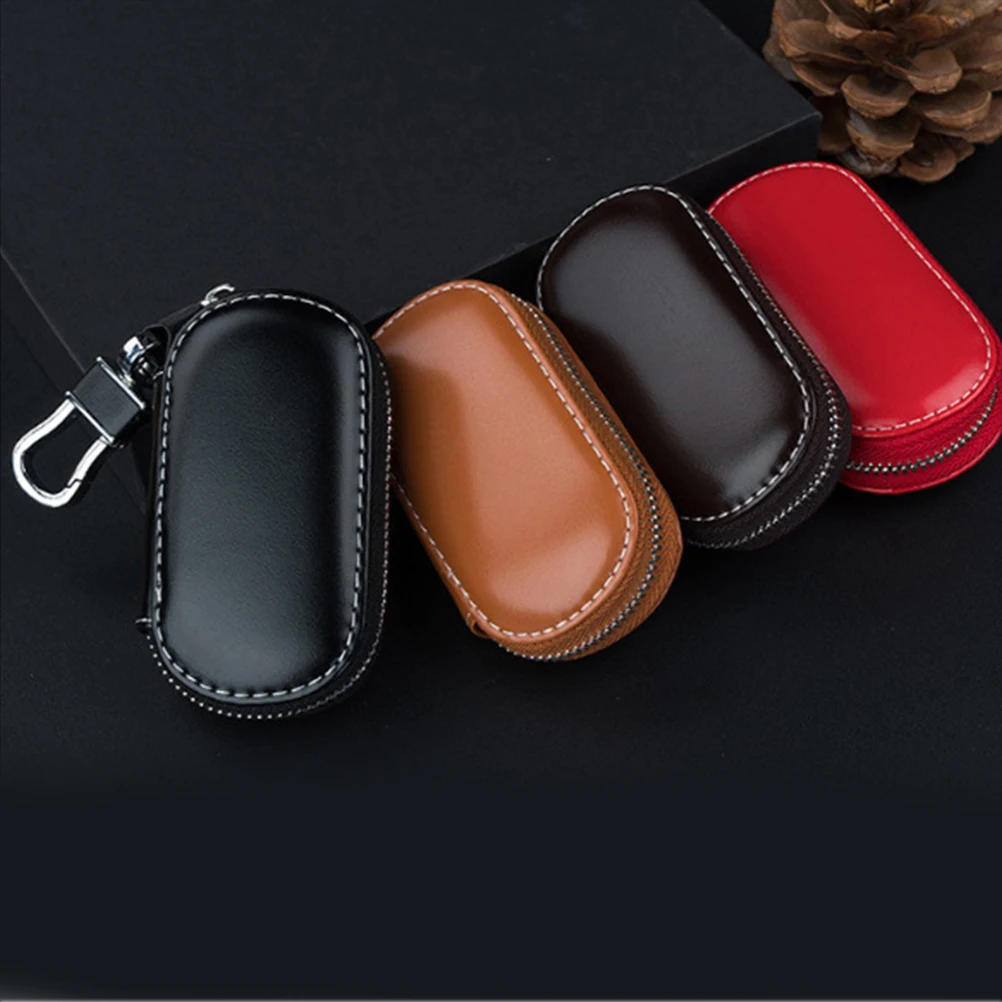 

Car Key Pouch Zipper Key Storage Bag Hanging Waist Keychain Holder For Men Universal Car Keycase Protector Red