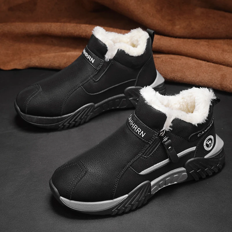 

Fashion Plush Warm Men Ankle Boots Winter Waterproof Non-slip Snow Boots Comfortable Cotton Shoes Outdoor Work Casual Sneakers