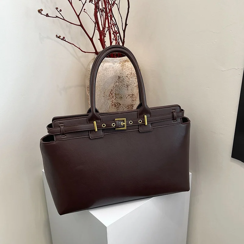 

Женские сумки большого размера с верхней ручкой, однотонные ретро-сумки для покупок большой вместимости, зимние сумки 2025 года, последние модные роскошные дизайнерские сумки