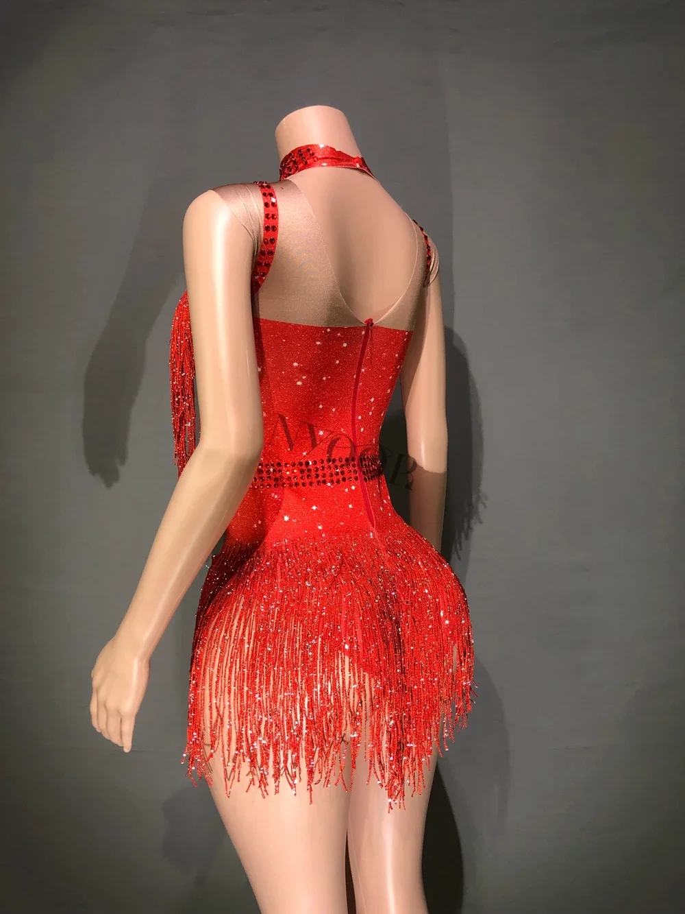 Sparkly Rhinestones Fringes Leotard Sexy Dance Bodysuit Nightclub Outfit Show Performance Stage Wear Singer Dancer Costume