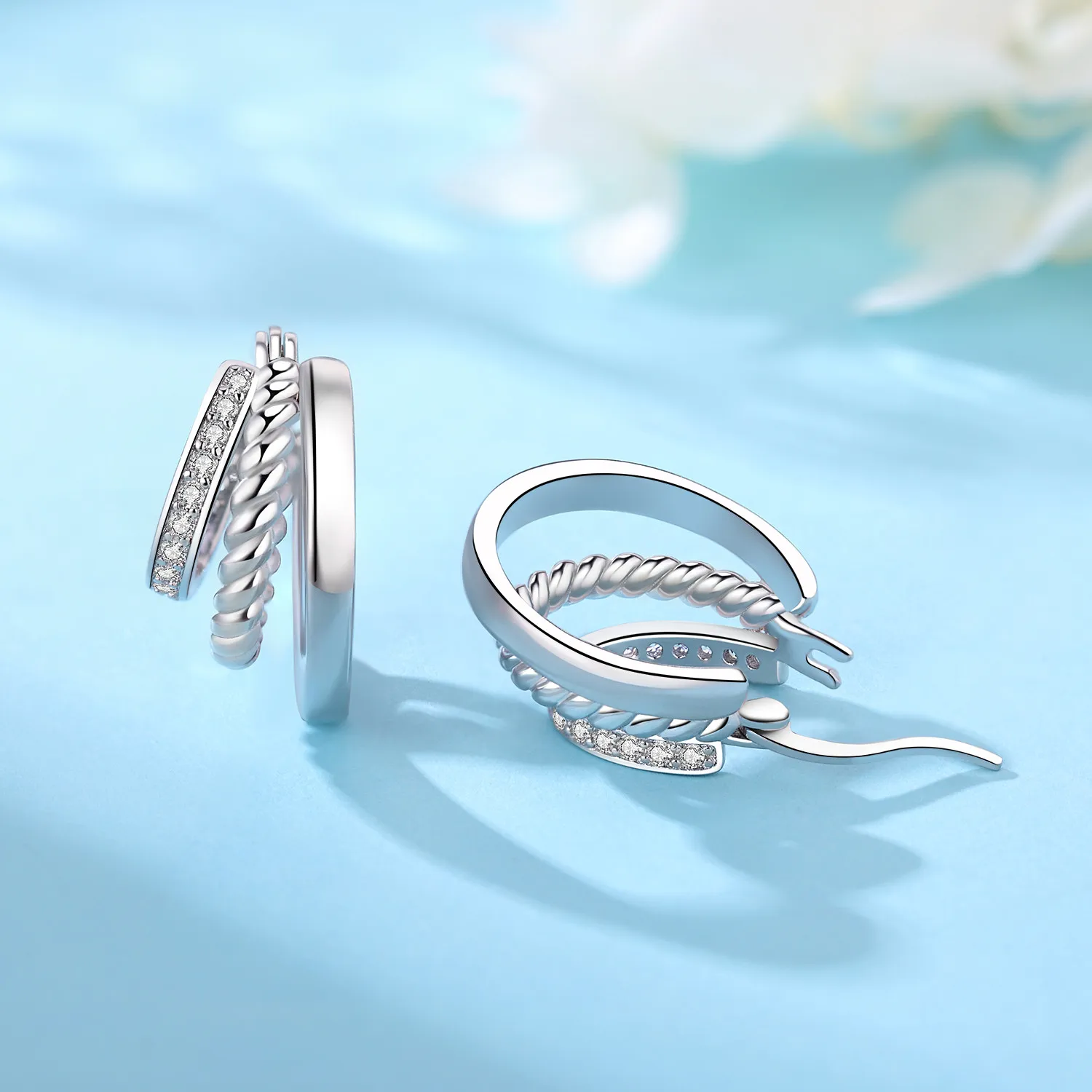 Orstarry S925 Sterling Silver Earring Versatile and Stylish Classic Three-Strand Twisted Earring For Women Jewelry Birthday Gift