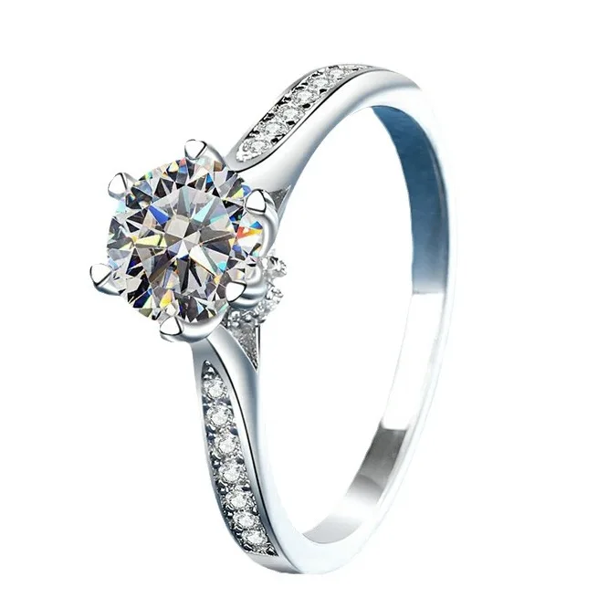 Light Luxury Six-Claw Fortune Rotating Ring PT950 Platinum for Women, 2 Carat Moissanite Vintage Trendy Jewelry With Auspicious