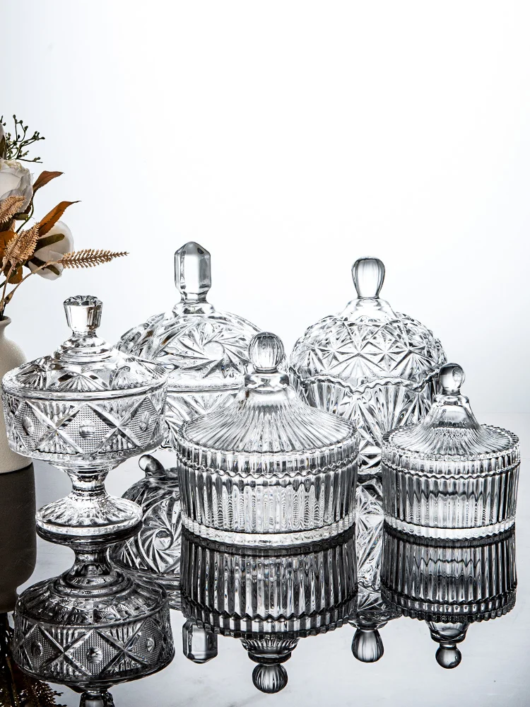 

Ele European Sle Crystal Glass Candy Storage Jar Large Decorative Covered Bowl Non-Magnetic Cisas Themed Decor