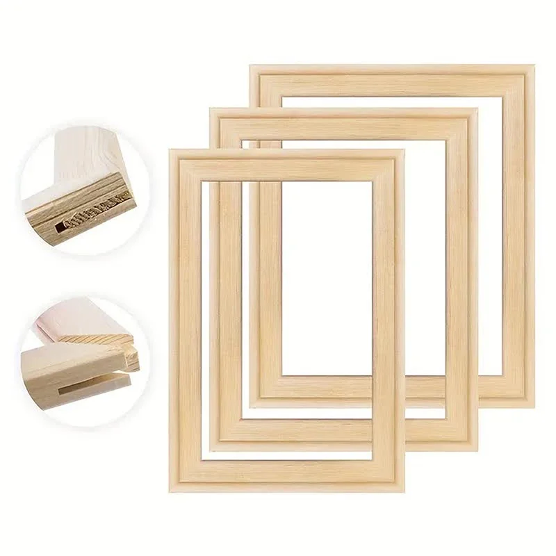 DIY Picture Frame Wooden Photo Oil Painting Canvas Diamond Frame Solid Wood Decoration Photo Frame Nail Installation Stable Firm