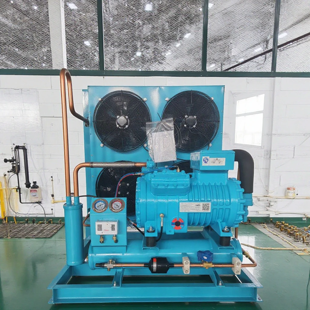 Lucky Star 8HP Cold Chain Refrigeration Heat Exchange Part Air Condensers Cooler Cold Room Storage Semi Hermetic Condensing Unit