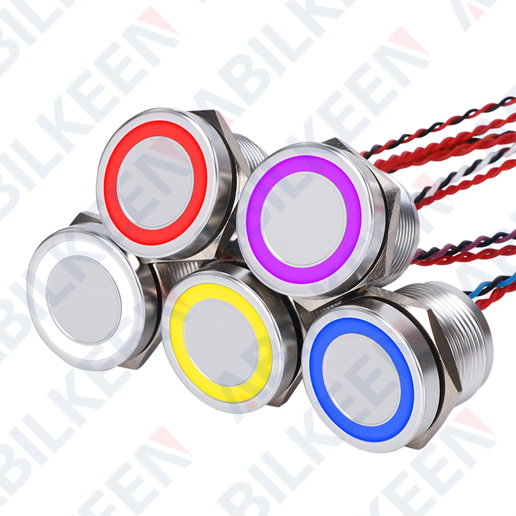 

ABILKEEN 19 мм IP68 водонепроницаемый пьезоэлектрический переключатель 1НО светодиодный кольцевой светильник сенсорный чувствительный к давлению переключатель мгновенного/фиксации DC3 ~ 24
