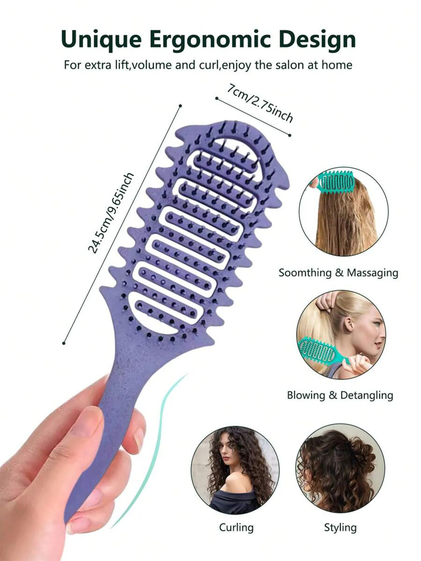 Locken-Definierbürste mit Hohlraumdesign, Entwirrbürste für nasses, lockiges Haar, Formgebende Lockenbürste, Friseurwerkzeug – Detail 4