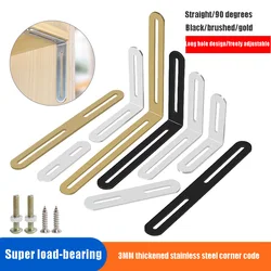 Stainless Steel Thickened Long Hole Straight Piece Angle Code L-type 90 Degree Connector Furniture Wardrobe Panel Angle Iron