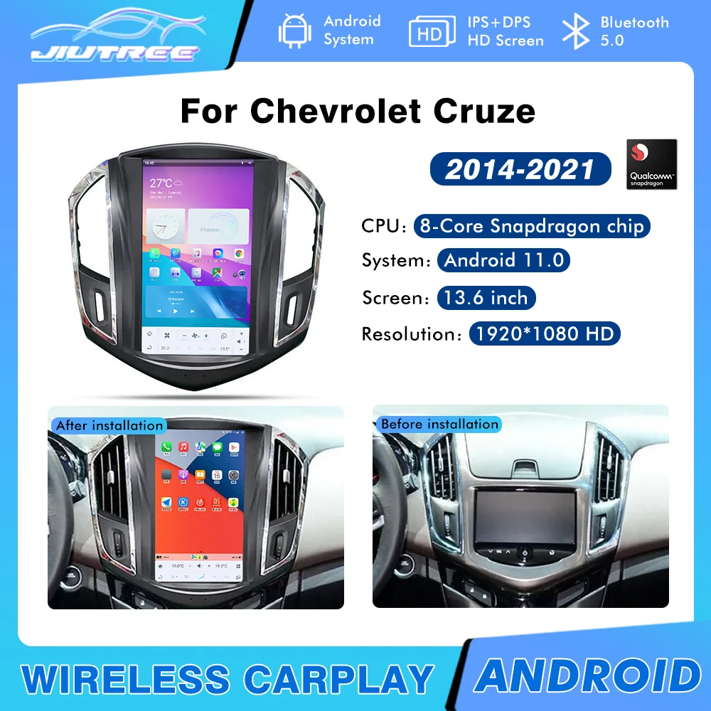 13.6 inch Car Radio Android 11.0 For Chevrolet Cruze 2014-2021 Audio Car GPS Navigation Head Unit Multimedia DVD Player