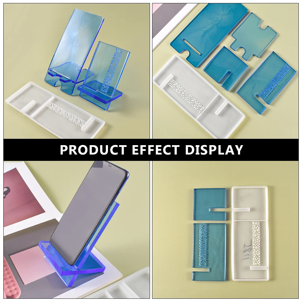 

2pcs Silicone Phone Stand Mold Cellphone Bracket Craft White Reusable Durable Fadeless Easy Clean DIY Epoxy Jewelry Accessories