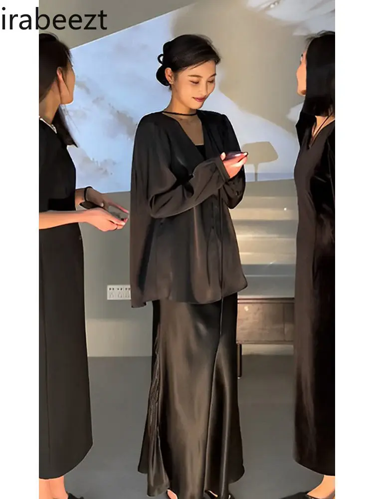 

Women's Premium Blouse & Skirt Set - Confident High-Quality Sun Protection Outfit with Lightweight Design Black Festival Outfit
