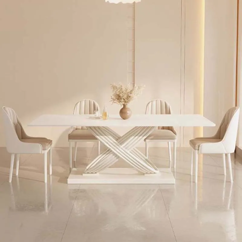 White Modern Dining Table Living Room Extendable Design Dining Table Luxury Rectangular Mesas De Restaurante Kitchen Furniture