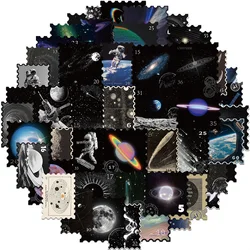 50pcs Space Postage Stamp  Aesthetic Classical Beauty Deco Paper Sticker For Scrapbooking, Journaling Supplies  Planner