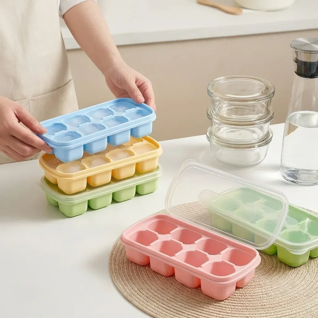 1/2/4pcs 8 Grids Plastic Ice Mold With Lid Reusable Ice Cube Tray Drink Whisky Ice Coolers Ice Cube Maker Kitchne Bar Tools - view 3