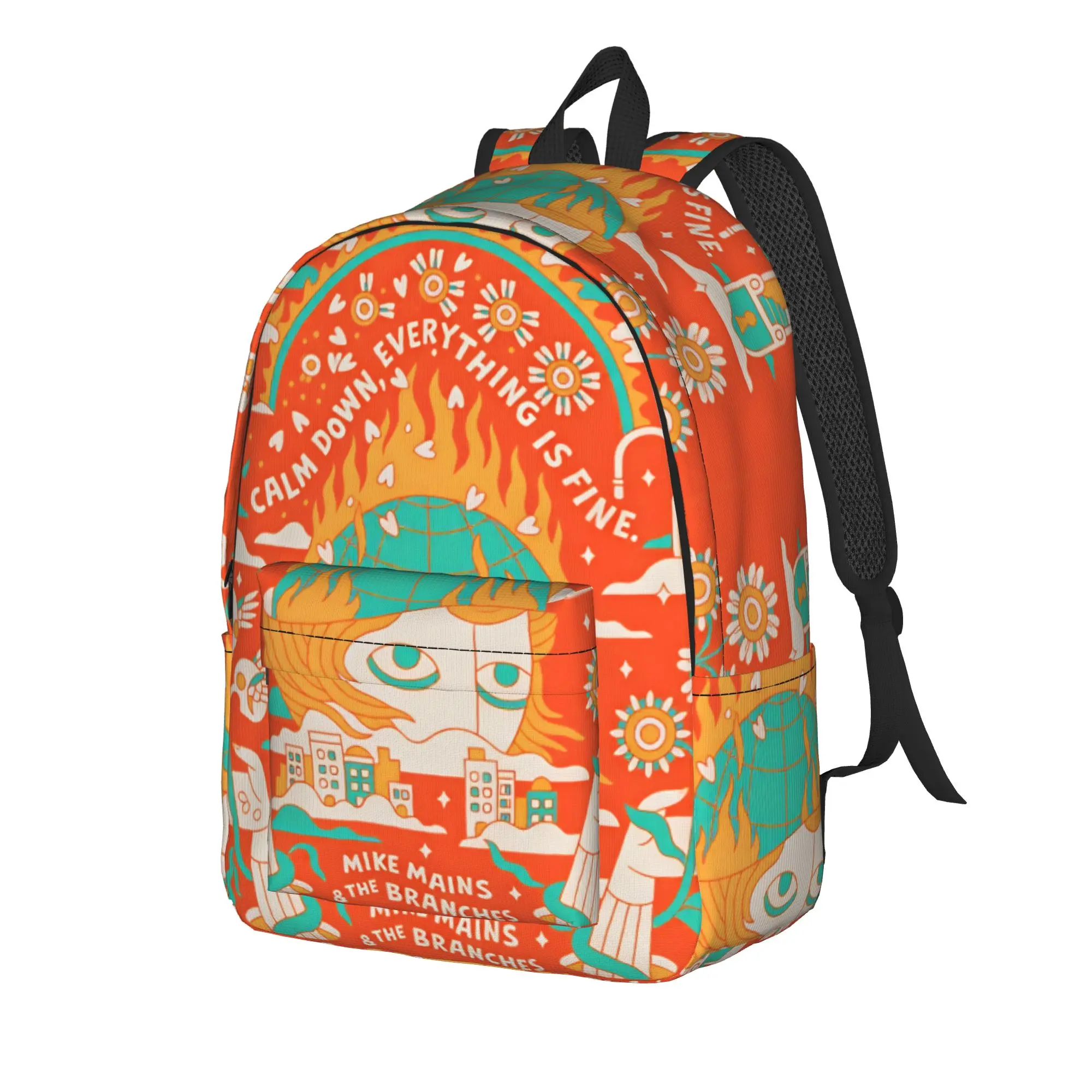 Retro Orange Abstract Figure Music Backpack  Fashion Backpacks Student Unisex College Durable School Bags Custom Rucksack