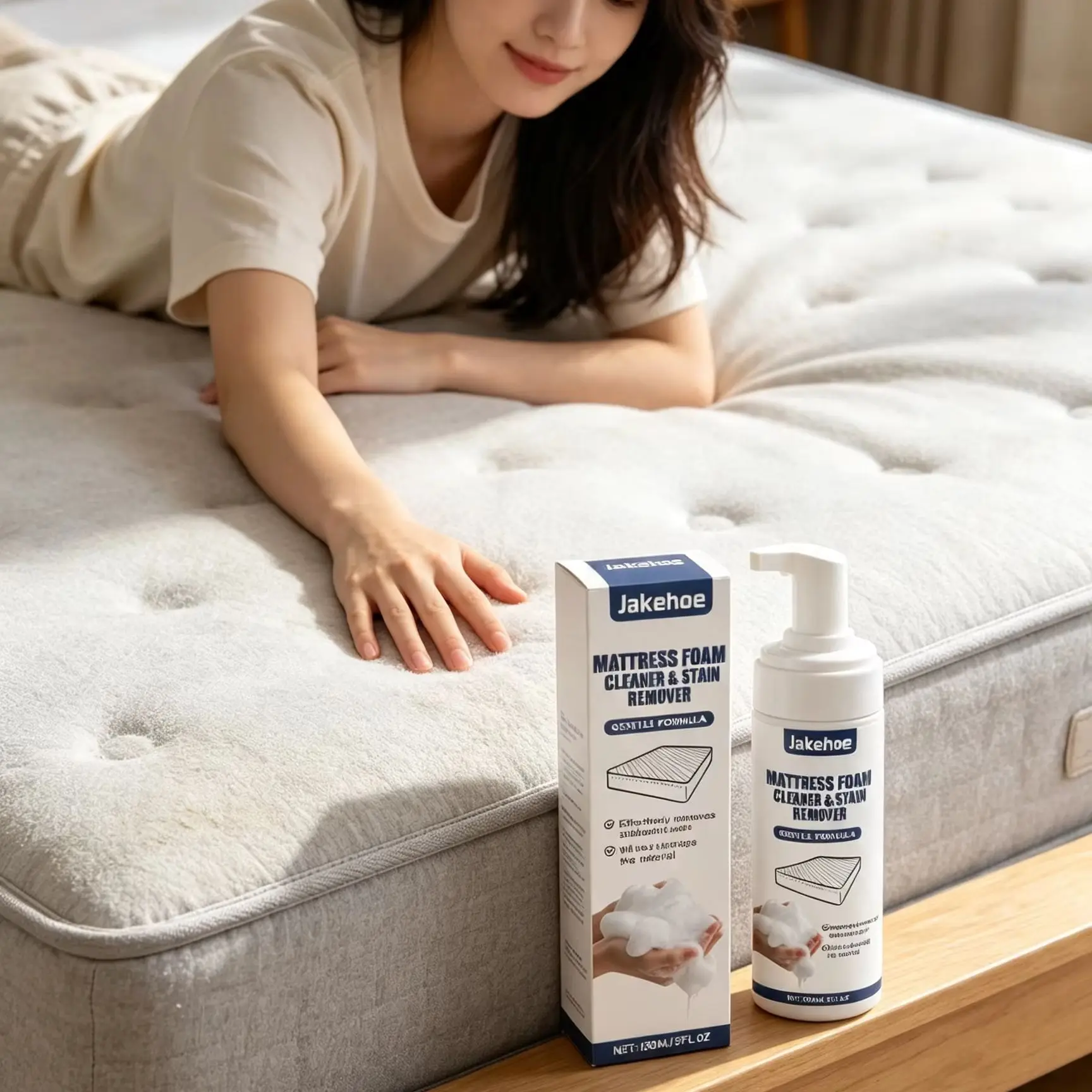 Jakehoe Mattress Cleaner Dry Cleaning Odor Remover Decontamination Stain Remover Prevent Yellowing Sofa and Carpet Cleaner 150ml