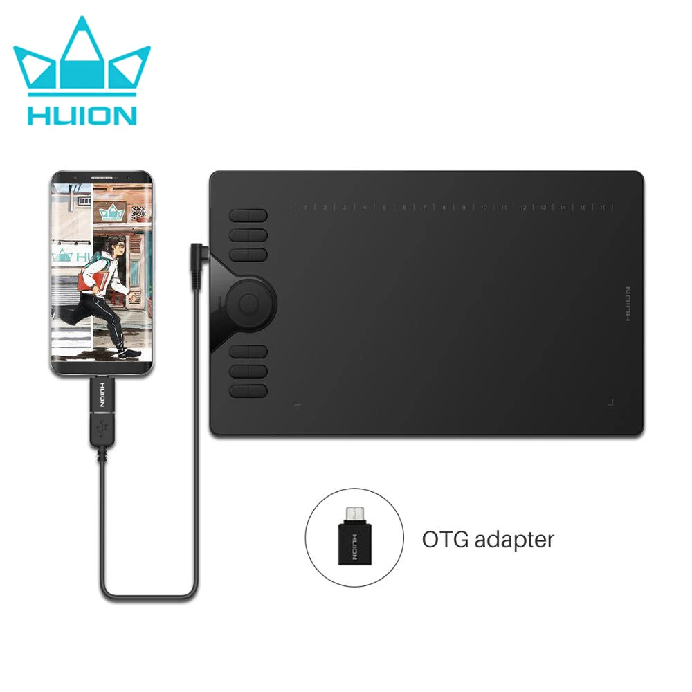 Huion HS610 10x6.25 Inch Graphics Drawing Tablet 28 Express Keys 8192 Battery-Free Stylus Pen Tablet For Android Phone MacBook