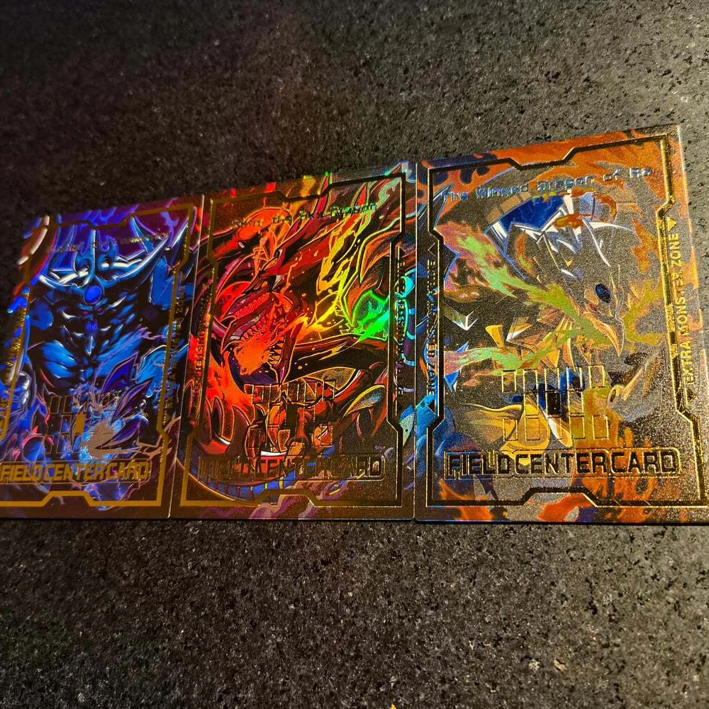 3Pcs/set 59X86Mm Diy Self Made Yu-Gi-Oh! Center of Venue Egyptian God Collection Card Color Flash Ygo Anime Cards Gift Toys