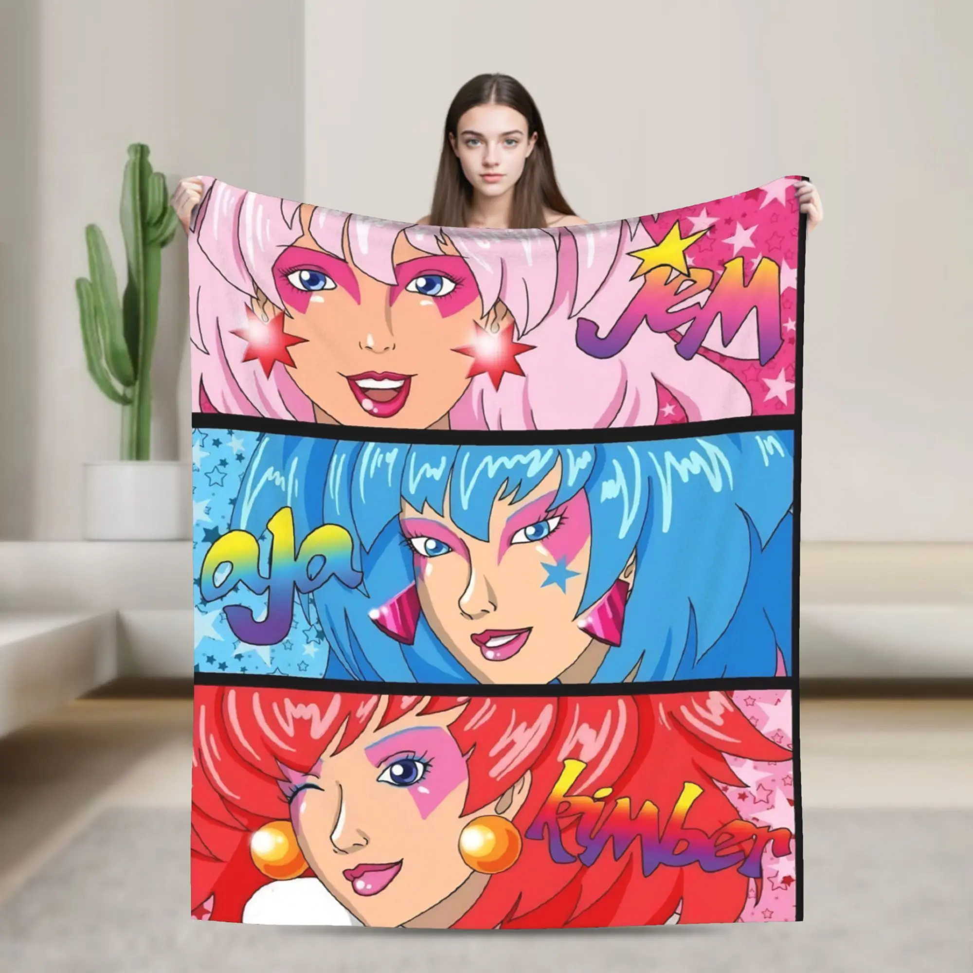 Jem And The Holograms Printed Blanket For Men Women Cozy Soft  Throw Blankets for Couch 50x60 Inches Multi-size