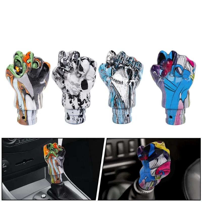 

Аксессуары для модификации автомобиля, кулак, граффити, смоляная головка шестерни с адаптером, ручка переключения передач с регулируемой скоростью, универсальная модель