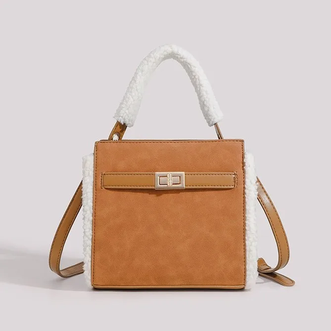 

Бархатная большая сумка 2025 года — ретро-кошелек через плечо/плечо, рабочая сумка из мягкого искусственного меха с винтажным шармом